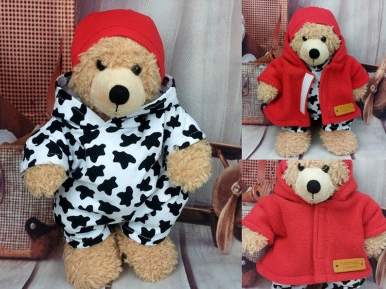 Bären Kleidung Mix rot weiß schwarz passend für Bären Stofftiere Bär Teddybär 28 cm Neu Bild 2