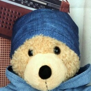 Bärenkkleidung Mix gestreift jeansoptik passend für Bären Stofftiere Bär Teddybär 37 / 40 cm Neu mütze