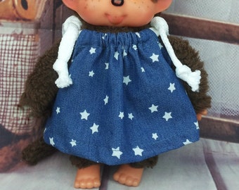 Clothing denim dress with stars suitable for monkeys stuffed animals bears 20 cm New