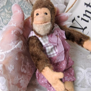 old little monkey mini plush toy + felt child antique herrmann old monkey stuffed toy german cuddly toy vintage dollhouse boudoir decoration antique