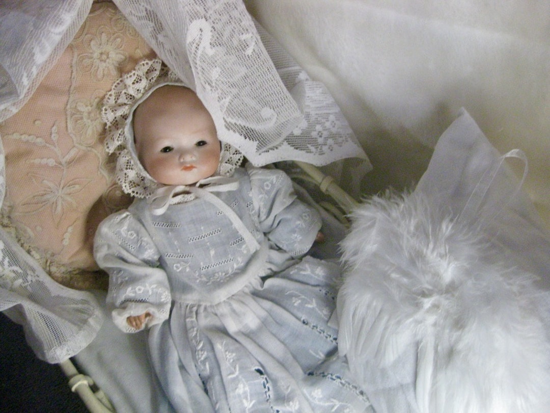 Antique Doll Bed With Doll Metal Doll Bed Art Nouveau Bed Dolls Antique ...