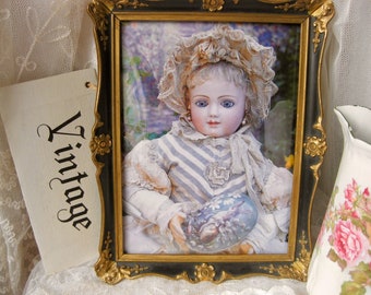 antique picture frame wood gold plated shabby vintage stucco frame doll picture children's picture old baroque, boudoir decoration romantic children's room