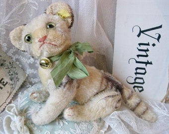 Steiff cat Kitty vintage sweet kitten shabby brocante plush toy 50s stuffed cat vintage kitten stuffed toy vintage cat old kitten