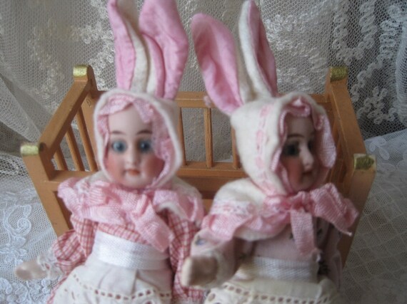 RESERVED !! 1 Antique Rabbit Doll Mignonette Vintage Bunny 