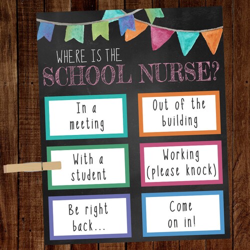 Where is the School Nurse Sign Printable School Nurse Door Etsy