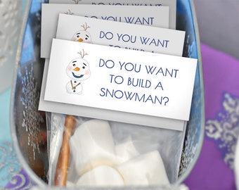 Editable Do You Want to Build A Snowman Kit Tags, Frozen Birthday Party Favors, Digital Download