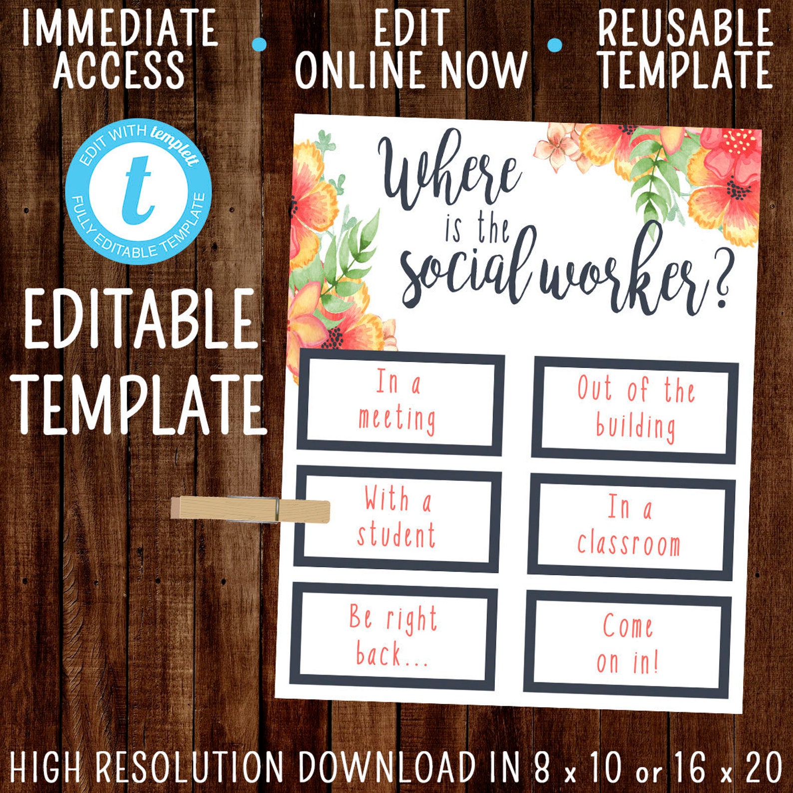 EDITABLE Where is the Social Worker Template Office Door Sign Etsy