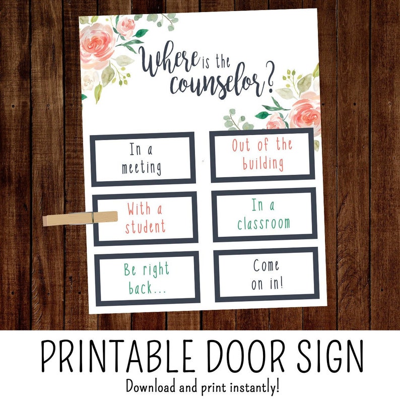 Where Is The Counselor Door Sign Free Printable