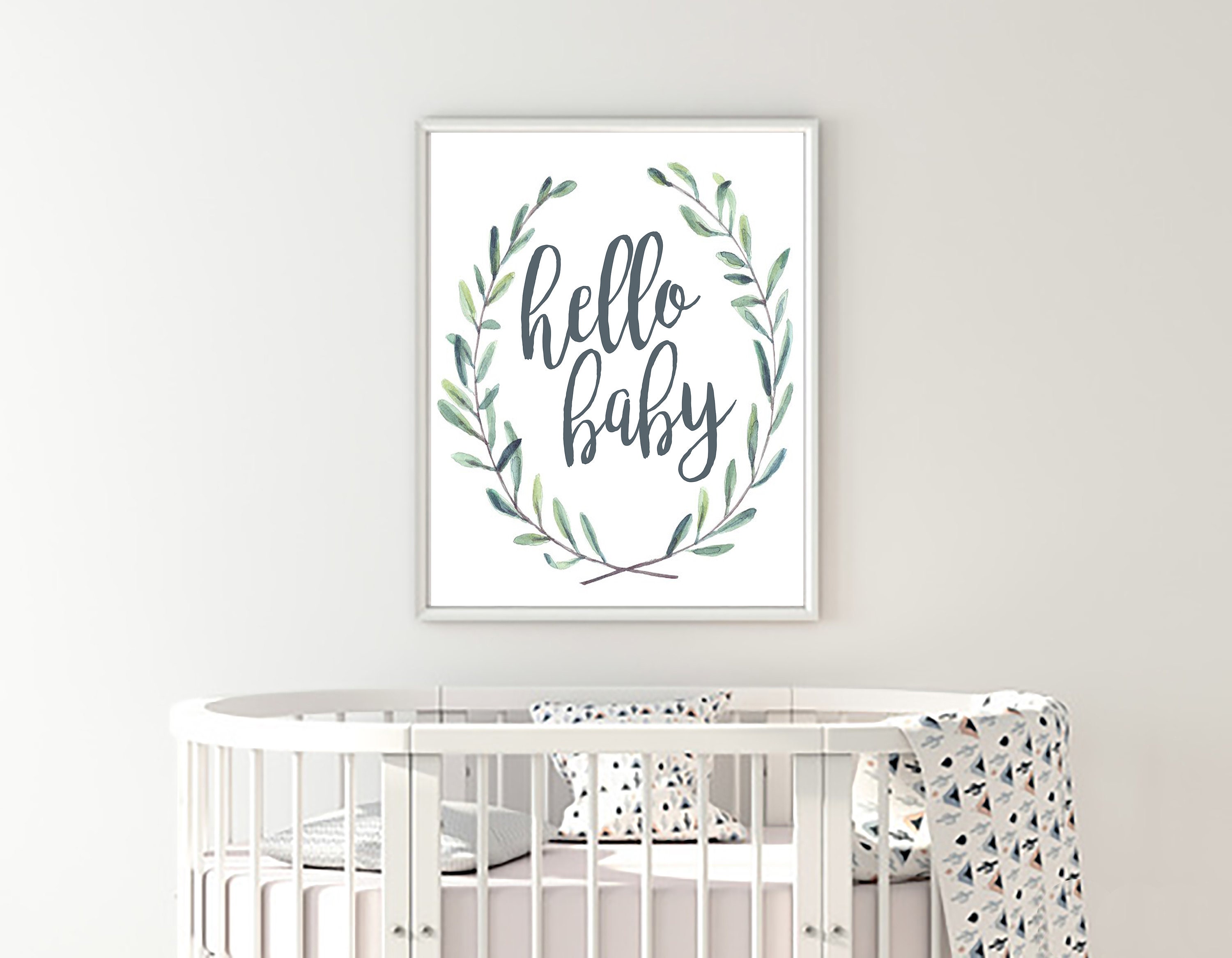 Hello Baby Rustic Nursery Decor Nursery Wall Art Gender Etsy