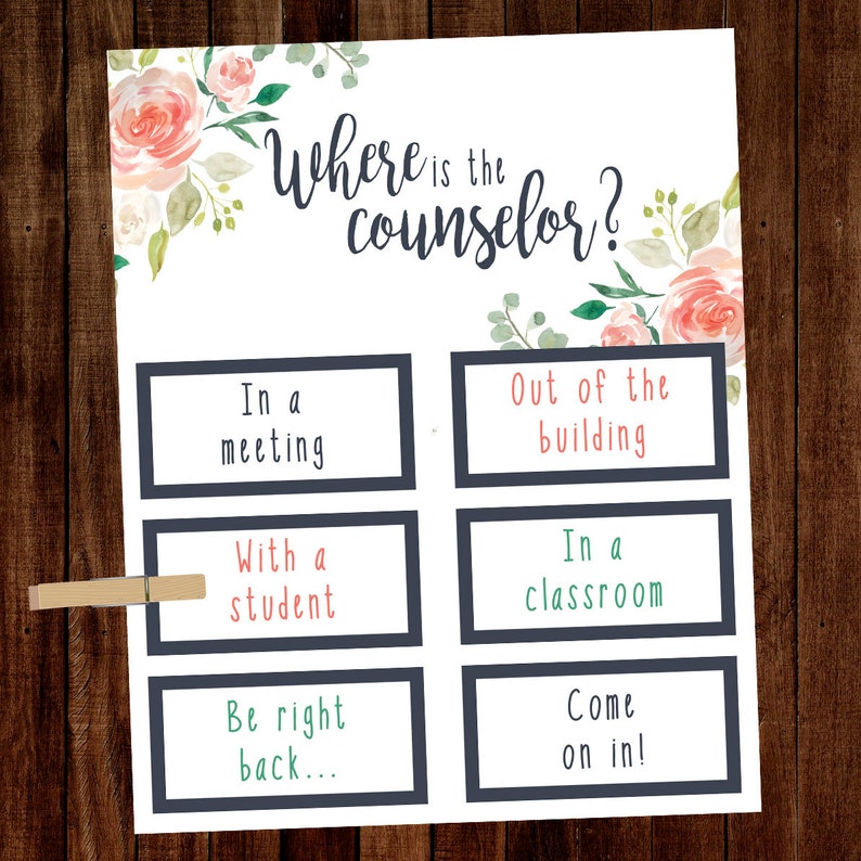 EDITABLE Where is the Counselor Sign School Counselor Door Etsy