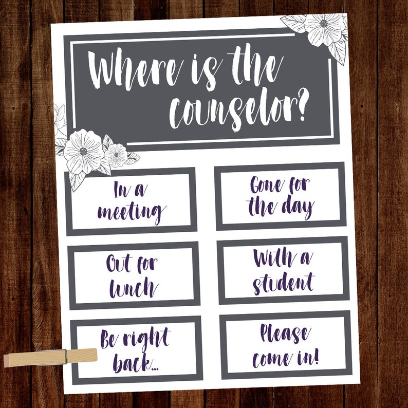 EDITABLE Where is the Counselor Template Office Door Sign Etsy UK