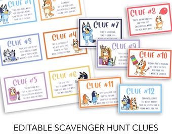 Blue Dog Scavenger Hunt for Kids, Scavenger Hunt Clues, Blue Dog Egg Hunt Clues for Kids, Easter Activities, Instant Download, Editable