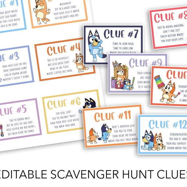 Blue Dog Scavenger Hunt for Kids, Scavenger Hunt Clues, Blue Dog Egg Hunt Clues for Kids, Easter Activities, Instant Download, Editable