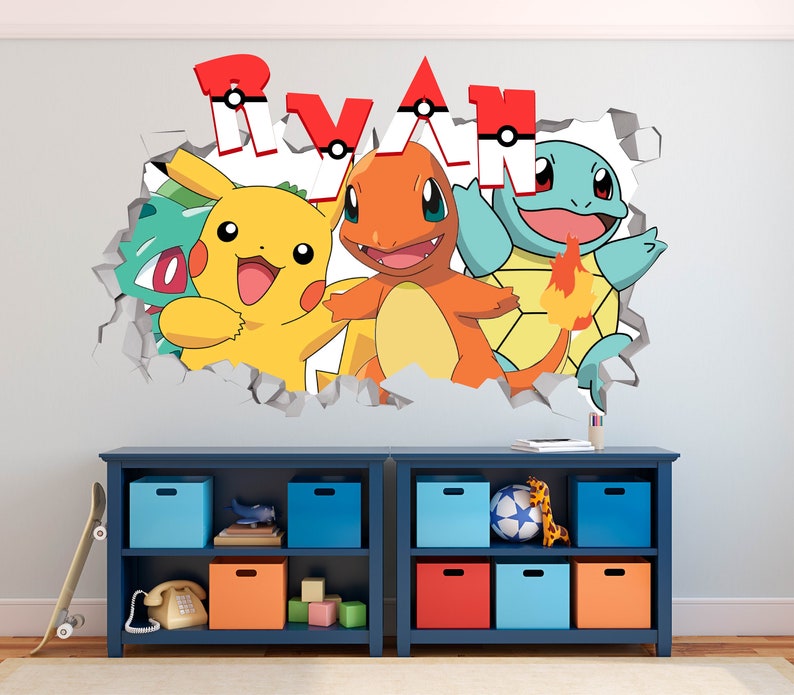 Pokemon Group Customize Your Name Wall Decal Decor Kids Etsy