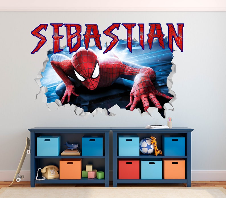 Spiderman Customize Your Name Wall Decal Decor Kids Sticker Etsy
