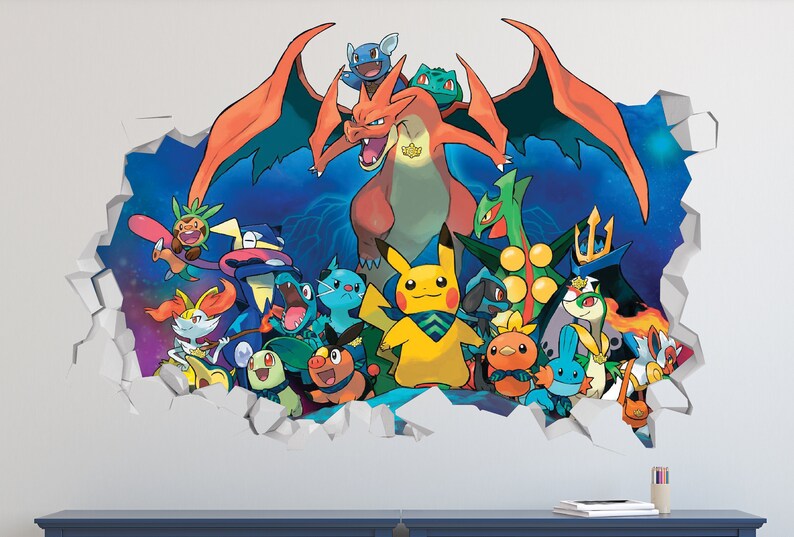 Pokemon Group Charizard Kids Wall Decal Decor Kids Sticker Etsy