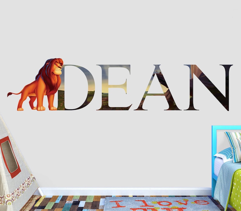 Custom your photo Kids Sticker Vinyl Decal 3D Wall Sticker Lion Simba Customize Your Name Wall Decal Decor VICK57