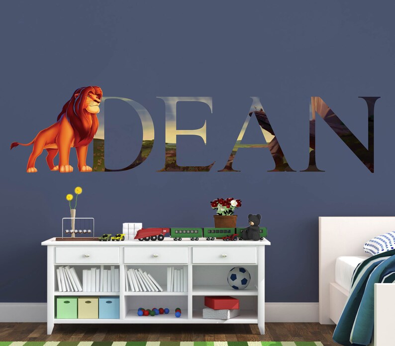 Custom your photo Kids Sticker Vinyl Decal 3D Wall Sticker Lion Simba Customize Your Name Wall Decal Decor VICK57