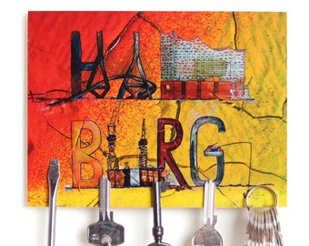 Key board "Hamburg Graffiti" / Gift idea as a birthday present, move-in gift or for Christmas / personalized gifts