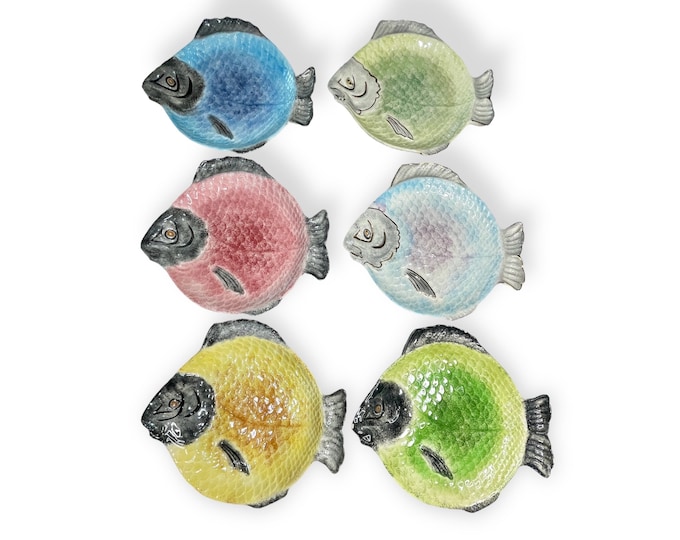 Featured listing image: Majolica Pottery Fish Plate: Colorful Vintage Dinnerware (Sold Individually)