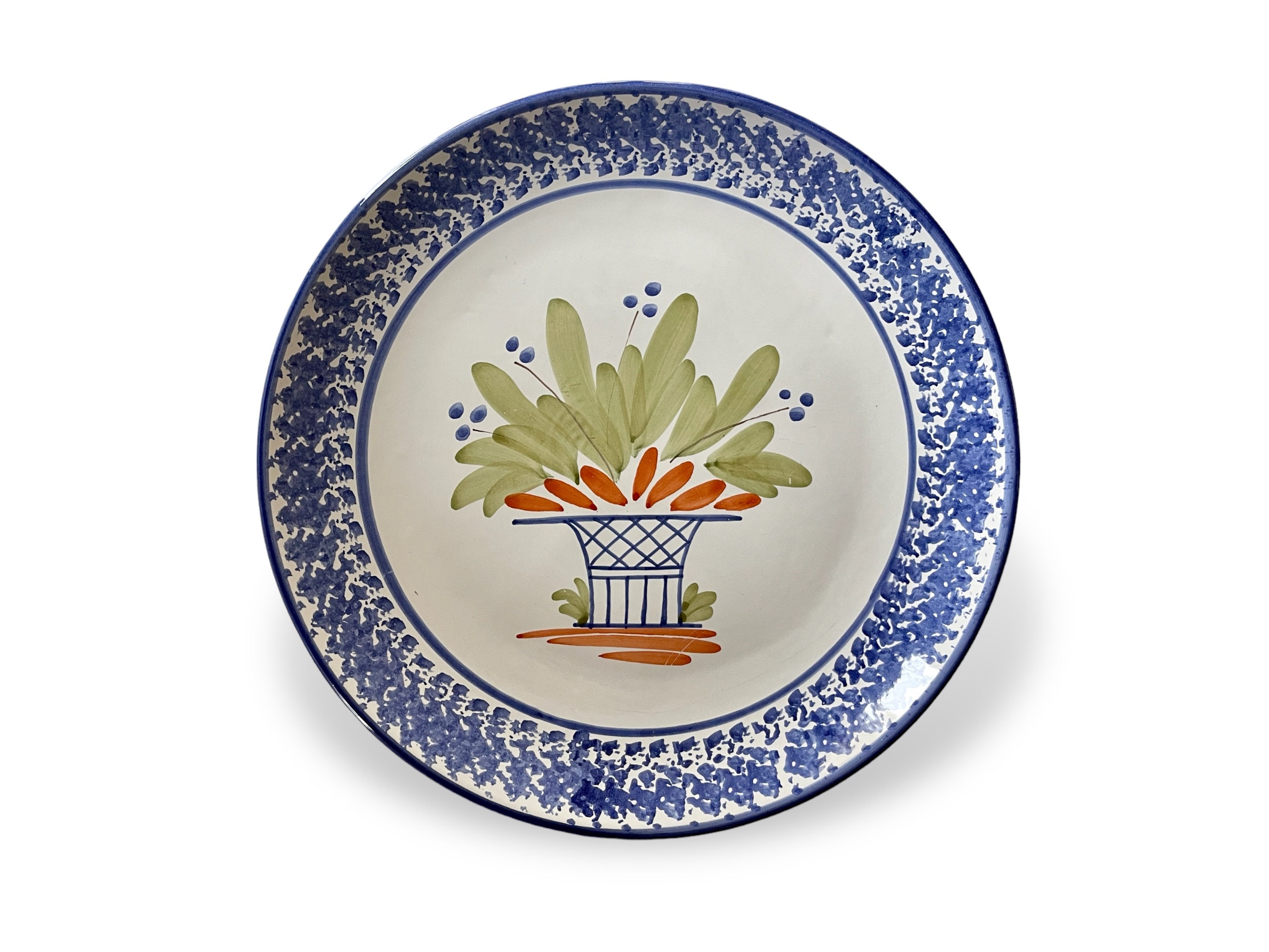 Italy Pottery 10” Plate Handpainted Mid Century Vintage Italian Shabby Chic