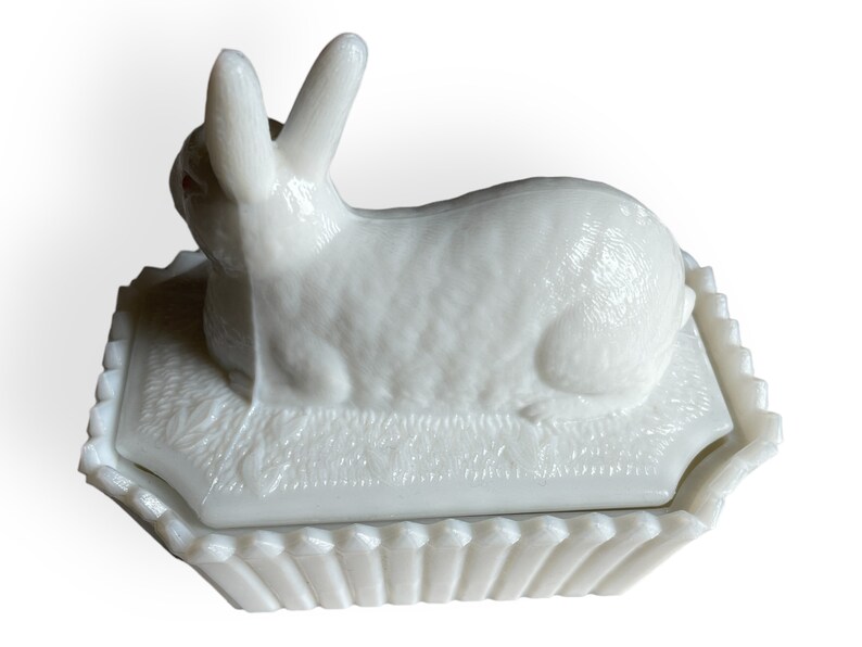 Vintage Milk Glass Bunny Butter Dish With Lid Westmoreland - Etsy
