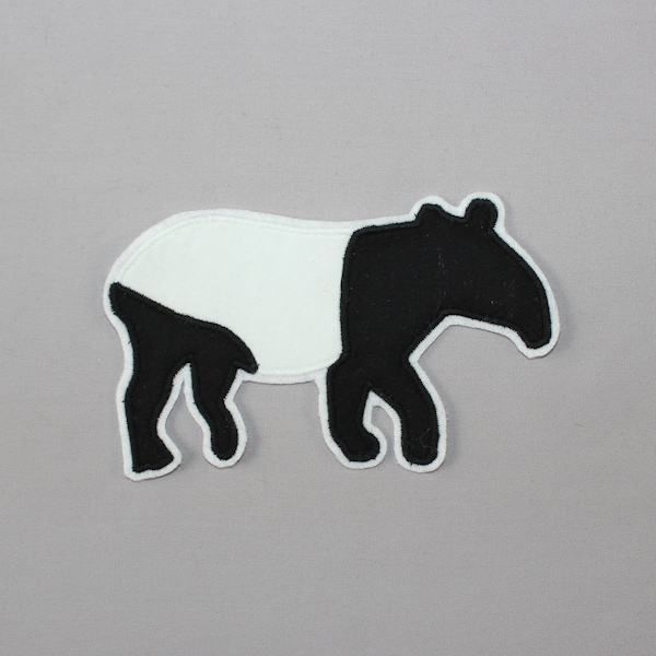 Bügelbild Tapir, schwarz-weiß, Aufnäher, Flicken, Applikation, Bügelpatch, Knieflicken, Hosenflicken, Aufbügelbild, DIY