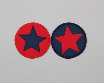 Iron-on image round, star in a circle, patch, patch, application, iron-on patch, knee patch, trouser patch, iron-on image, DIY