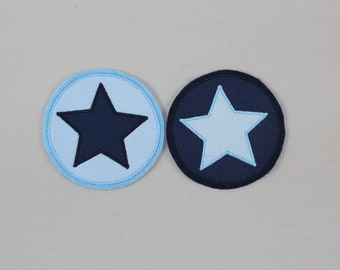 Iron-on image round, star in a circle, patch, patch, application, iron-on patch, knee patch, trouser patch, iron-on image, DIY