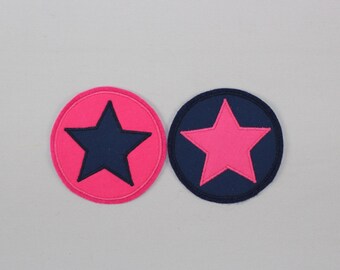 Iron-on image round, star in a circle, patch, patch, application, iron-on patch, knee patch, trouser patch, iron-on image, DIY