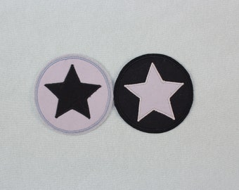 Iron-on image round, star, black, grey, patch, patch, application, iron-on patch, knee patch, trouser patch, iron-on image, DIY