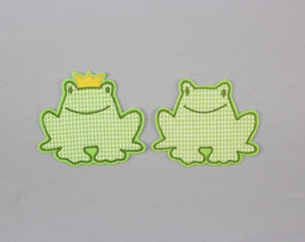 Iron-on picture frog, frog prince, patch, patch, application, iron-on patch, knee patch, trouser patch, iron-on picture, DIY