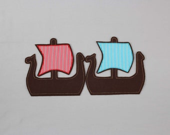 Iron-on picture Viking ship, patch, patch, application, iron-on patch, knee patch, trouser patch, iron-on picture, DIY