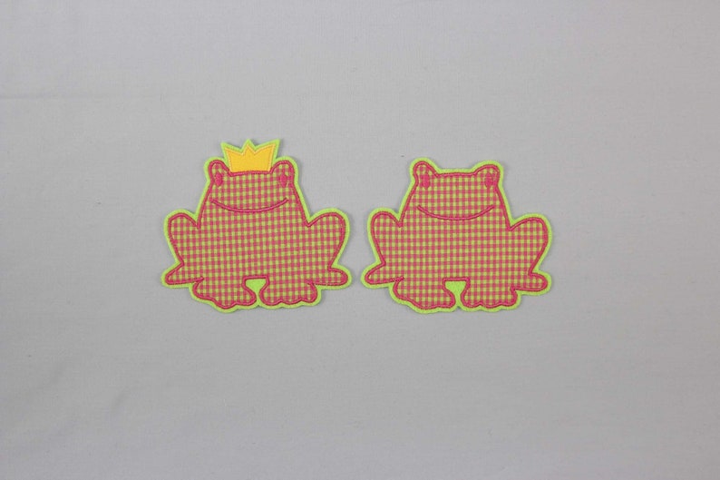 Iron-on picture frog, frog prince, patch, patch, application, iron-on patch, knee patch, trouser patch, iron-on picture, DIY image 1