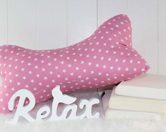 Reading bone pink stars, reading pillow, neck pillow, bookend, tablet holder, decorative pillow, neck roll, bone pillow