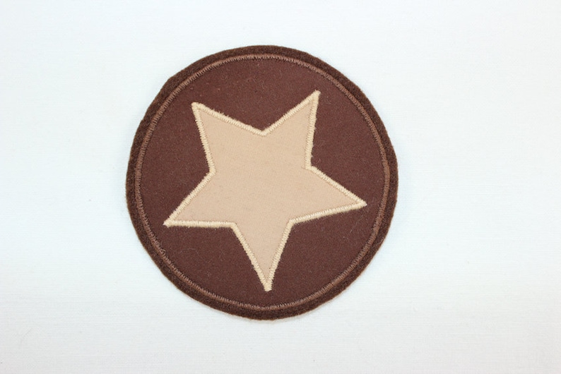 patching application brown-beige patch Ironing image star in circle