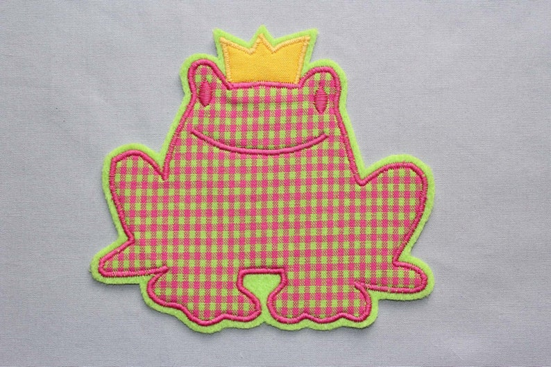 Iron-on picture frog, frog prince, patch, patch, application, iron-on patch, knee patch, trouser patch, iron-on picture, DIY image 3