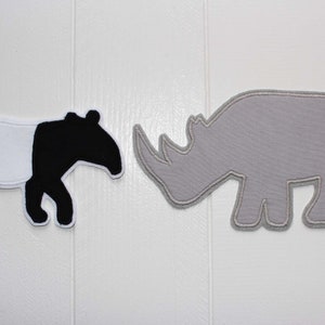 Iron-on picture rhino, patch, patch, application, iron-on patch, knee patch, trouser patch, iron-on picture, DIY image 2