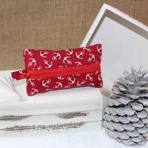 Taschentuchtasche mit Reißverschluss, rot, Anker, TaTüTa, Taschentüchertasche, Baumwolle