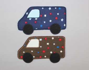 Iron-on picture car, van, stars, patch, patch, application, iron-on patch, knee patch, trouser patch, iron-on picture, DIY