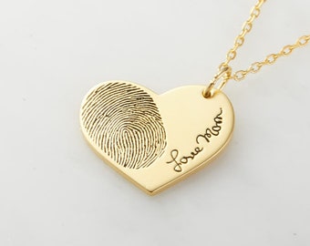 Custom Fingerprint Necklace - Unique Sympathy Gift - Actual Handwriting Necklace - Personalized Memorial Gift - Dedicate Thumbprint Jewelry