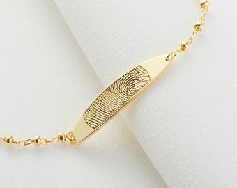 Fingerprint Bracelet - Fingerprint Jewelry - Dainty Bracelet - Gold Bracelet - Best Friend Bracelet - Engraved Bracelet - Christmas Day Gift