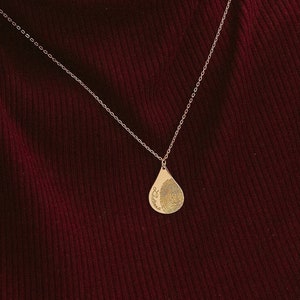 Fingerprint Necklace Teardrop Necklace Memorial Necklace Actual Handwriting Jewelry Thumbprint Necklace Remembrance Gift For Mom image 1