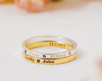 Personalized Band Ring For Friendship - Dainty Initial Ring - Custom Best Friends Names Jewelry - Coordination Gift For BFF - Mother's Day