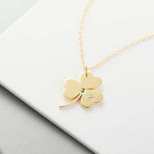 Birthstone Clover Necklace - Signature Shamrock Necklace - St Patrick's Day-Personalized Lucky Leaf Jewelry - Gift For Her - First Mother