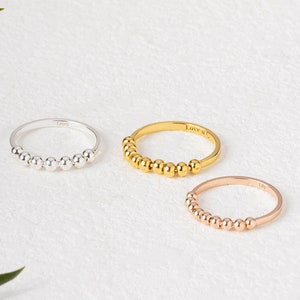 Engraved Anxiety Ring - Round Ball Band - Mother Daughter Gift - Custom Fidget Ring - Meditation Gift For Her - Minimalist Spinner Jewelry