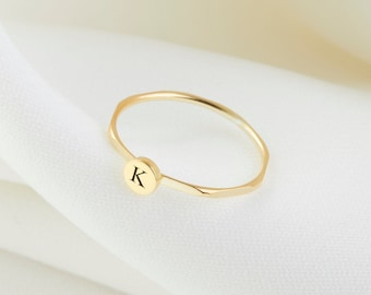 Personalized Initial Ring - Engraved Name Ring - Minimalist Ring - Dainty Ring - Promise Ring - Family Ring - Stacking Ring - Gift For Her