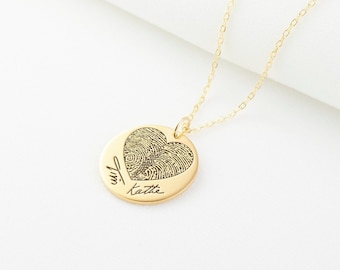 Fingerprint Necklace - Actual Thumbprint Necklace - Handwriting Jewelry - Memorial Gift For Mom - Keepsake Jewelry - First Mother's Day Gift