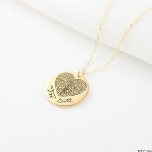 Fingerprint Necklace - Actual Thumbprint Necklace - Handwriting Jewelry - Memorial Gift For Mom - Keepsake Jewelry - First Mother's Day Gift