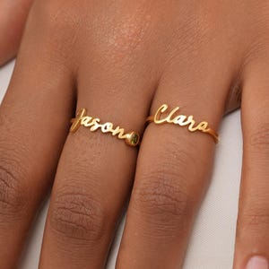 Personalized Typography Name Ring | Custom Friendship Names Jewelry | Gold Letter Rings | Bridesmaid Gift